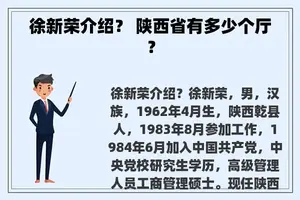 徐新荣介绍？ 陕西省有多少个厅？