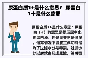 尿蛋白质1+是什么意思？ 尿蛋白1十是什么意思