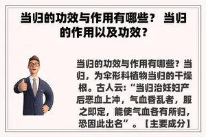 当归的功效与作用有哪些？ 当归的作用以及功效？