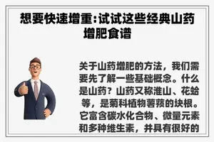 想要快速增重:试试这些经典山药增肥食谱