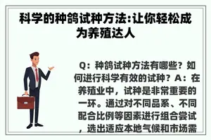 科学的种鸽试种方法:让你轻松成为养殖达人