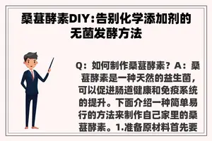 桑葚酵素DIY:告别化学添加剂的无菌发酵方法