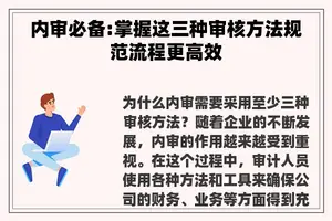 内审必备:掌握这三种审核方法规范流程更高效