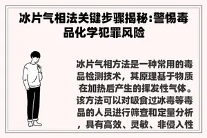 冰片气相法关键步骤揭秘:警惕毒品化学犯罪风险