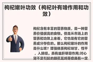 枸杞嫩叶功效（枸杞叶有啥作用和功效）