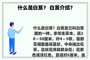 什么是白芨？ 白芨介绍？