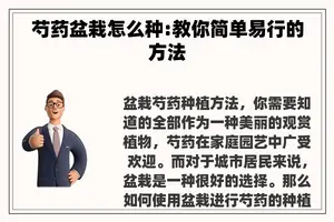 芍药盆栽怎么种:教你简单易行的方法