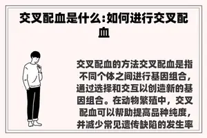 交叉配血是什么:如何进行交叉配血