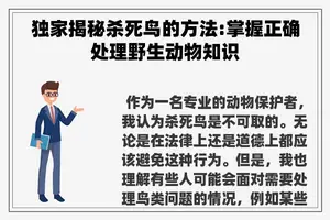 独家揭秘杀死鸟的方法:掌握正确处理野生动物知识