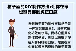 桔子酒的DIY制作方法:让你在家也能品尝到纯正口感