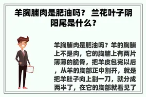 羊胸脯肉是肥油吗？ 兰花叶子阴阳尾是什么？