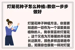 灯笼花种子怎么种植:教你一步步做好