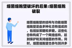 细菌细胞壁破坏的后果:细菌细胞破裂
