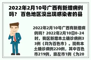 2022年2月10号广西有新增病例吗？ 百色地区没出现感染者的县城健康码还是绿码吗？码？