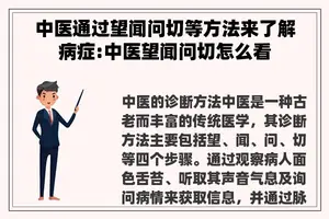 中医通过望闻问切等方法来了解病症:中医望闻问切怎么看