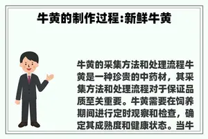 牛黄的制作过程:新鲜牛黄