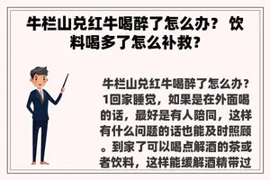 牛栏山兑红牛喝醉了怎么办？ 饮料喝多了怎么补救？