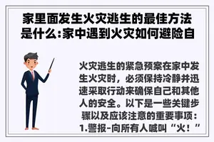 家里面发生火灾逃生的最佳方法是什么:家中遇到火灾如何避险自救?