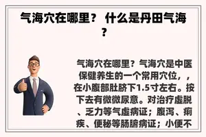 气海穴在哪里？ 什么是丹田气海？
