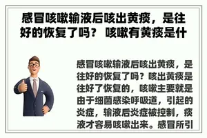 感冒咳嗽输液后咳出黄痰，是往好的恢复了吗？ 咳嗽有黄痰是什么原因啊？