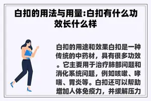 白扣的用法与用量:白扣有什么功效长什么样