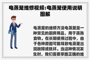 电蒸笼维修视频:电蒸笼使用说明图解