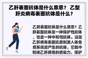 乙肝表面抗体是什么意思？ 乙型肝炎病毒表面抗体是什么？