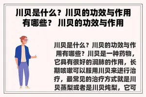 川贝是什么？川贝的功效与作用有哪些？ 川贝的功效与作用