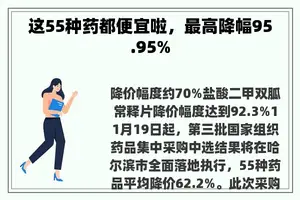 这55种药都便宜啦，最高降幅95.95%