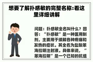 想要了解扑感敏的完整名称:看这里详细讲解