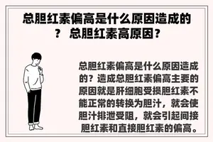 总胆红素偏高是什么原因造成的？ 总胆红素高原因？