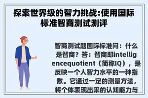 探索世界级的智力挑战:使用国际标准智商测试测评