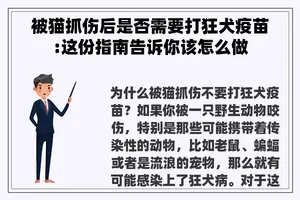 被猫抓伤后是否需要打狂犬疫苗:这份指南告诉你该怎么做
