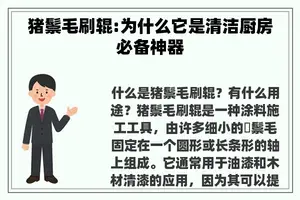 猪鬃毛刷辊:为什么它是清洁厨房必备神器