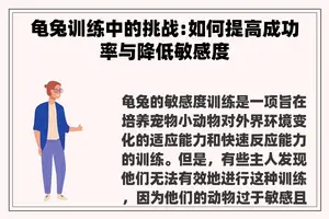 龟兔训练中的挑战:如何提高成功率与降低敏感度