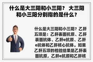 什么是大三阳和小三阳？ 大三阳和小三阳分别指的是什么？