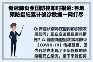 新冠肺炎全国防控即时报道:各地预防措施累计确诊数据一网打尽