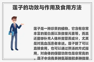 莲子的功效与作用及食用方法
