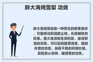 胖大海炖雪梨 功效