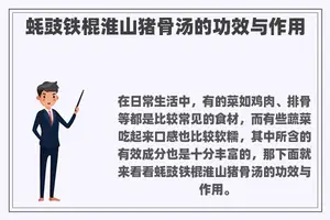 蚝豉铁棍淮山猪骨汤的功效与作用