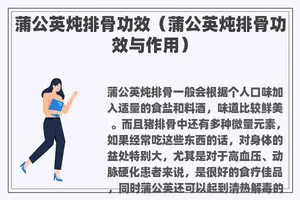 蒲公英炖排骨功效（蒲公英炖排骨功效与作用）