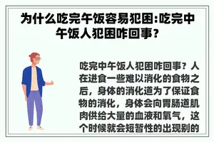 为什么吃完午饭容易犯困:吃完中午饭人犯困咋回事? 为什么吃完午饭容易犯困:吃完中午饭人犯困咋回事?