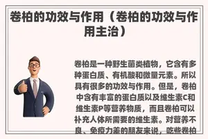 卷柏的功效与作用（卷柏的功效与作用主治）