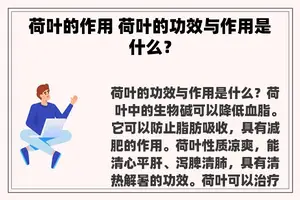 荷叶的作用 荷叶的功效与作用是什么？