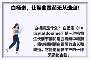 白杨素，让烟曲霉菌无从逃避！