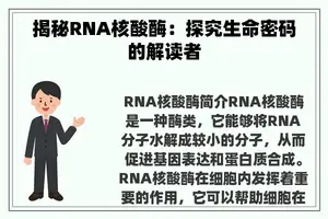 揭秘RNA核酸酶：探究生命密码的解读者