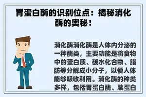 胃蛋白酶的识别位点：揭秘消化酶的奥秘！