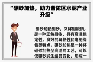 “硼砂加热，助力普陀区水泥产业升级”