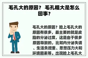 毛孔大的原因？ 毛孔粗大是怎么回事？