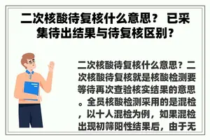 二次核酸待复核什么意思？ 已采集待出结果与待复核区别？